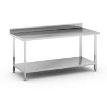 Nerezový pracovný stôl s policou a ohrádkou, 1800 x 800 x 850 mm