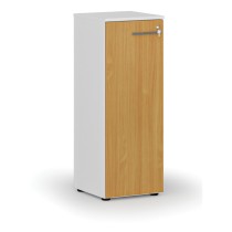 Niedriger Büroschrank mit Tür PRIMO WHITE, 1087 x 400 x 420 mm, Weiß/Buche