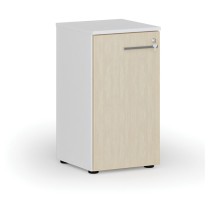 Niedriger Büroschrank mit Tür PRIMO WHITE, 740 x 400 x 420 mm, Weiß/Birke