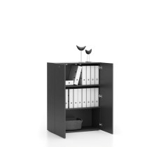 Nízká kancelářská skříňka SEGMENT, uzamykatelná, 2 police, 840 x 370 x 1140 mm, grafitová