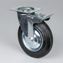 Obrotowe koło transportowe z hamulcem, 200 mm, czarna guma