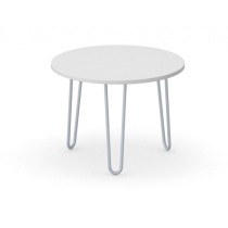 Okrągły stół kawowy SPIDER, średnica 600 mm, szaro-srebrny stelaż, blat biały