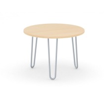 Okrúhly konferenčný stôl SPIDER, priemer 600 mm, sivo-strieborná podnož, doska buk