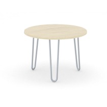 Okrúhly konferenčný stôl SPIDER, priemer 600 mm, sivo-strieborná podnož, doska dub prírodný