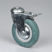 Otočné koleso s kovovou brzdou, 125 mm, stredová diera, sivá guma