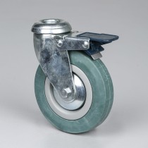 Otočné koleso s plastovou brzdou, 125 mm, stredová diera, sivá guma