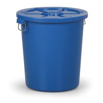 Plastik Behälter, mit Deckel, 110 l, blau