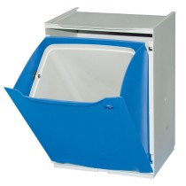 Plastik Mülleimer für Mülltrennung, grau / blau 1x 14 l