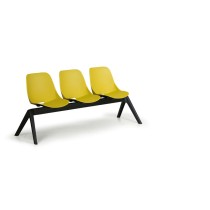 Plastikowa ławka do poczekalni MONOSHELL, 3-miejscowa, żółta