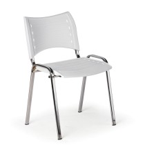 Plastikowe krzesła SMART - chromowane nogi, biały
