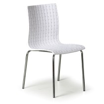 Plastikowe krzesło kuchenne MEZZO z metalową podstawą, białe