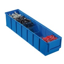 Plastikowy pojemnik do regału ShelfBox typ B - 91 x 400 x 81 mm, 16 szt., niebieski