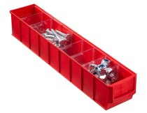 Plastikowy pojemnik do regału ShelfBox typ C - 91 x 500 x 81 mm, 16 szt., czerwony