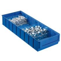 Plastikowy pojemnik do regału ShelfBox typ F - 183 x 300 x 81 mm, 8 szt., niebieski