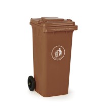 Plastikowy pojemnik na śmieci, śmietnik, 120 litrów, brązowy
