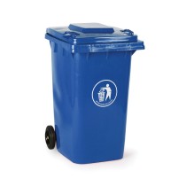 Plastikowy pojemnik na śmieci, śmietnik, 240 litrów, niebieski