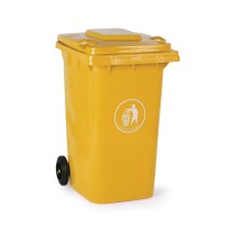 Plastikowy pojemnik na śmieci, śmietnik, 240 litrów, żółty