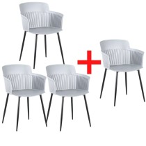 Plastová bistro stolička MOLLY 3+1 ZADARMO, sivá