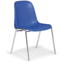 Plastová jedálenská stolička ELENA, modrá, chrómované nohy