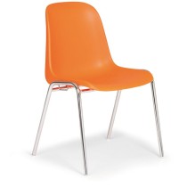 Plastová jedálenská stolička ELENA, oranžová - chrómované nohy