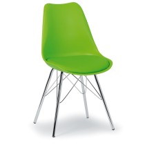 Plastová konferenčná / jedálenská stolička s koženým sedákom CHRISTINE, zelená