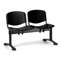 Plastová lavica do čakární ISO, 2-sedadlo, čierna, čierne nohy