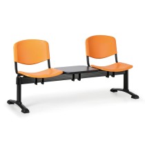 Plastová lavica do čakární ISO, 2-sedadlo, so stolíkom, oranžová, čierne nohy