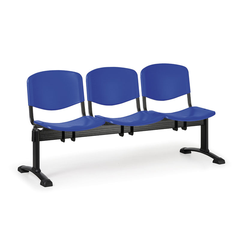 Plastová lavica do čakární ISO, 3-sedadlo, čierne nohy