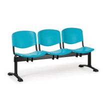 Plastová lavica do čakární ISO, 3-sedadlo, zelená, čierne nohy