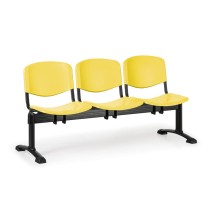 Plastová lavica do čakární ISO, 3-sedadlo, žltá, čierne nohy