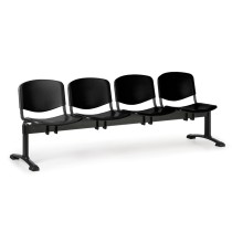 Plastová lavica do čakární ISO, 4-sedadlo, čierna, čierne nohy