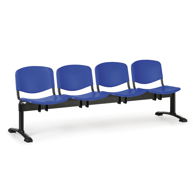 Plastová lavica do čakární ISO, 4-sedadlo, čierne nohy