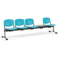 Plastová lavica do čakární ISO, 4-sedadlo, so stolíkom, zelená, chróm nohy