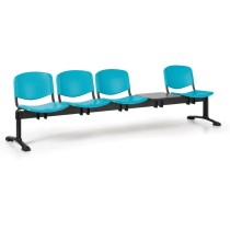 Plastová lavica do čakární ISO, 4-sedadlo, so stolíkom, zelená, čierne nohy