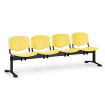 Plastová lavica do čakární ISO, 4-sedadlo, žltá, čierne nohy