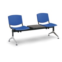 Plastová lavica do čakární SMILE, 2-sedadlo, so stolíkom, modrá