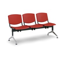Plastová lavica do čakární SMILE, 3-sedadlo, červená