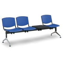 Plastová lavica do čakární SMILE, 3-sedadlo, so stolíkom, modrá
