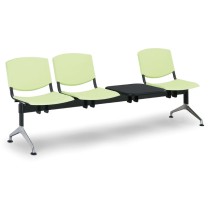 Plastová lavica do čakární SMILE, 3-sedadlo, so stolíkom, zelená