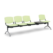 Plastová lavica do čakární SMILE, 4-sedadlo, so stolíkom, zelená