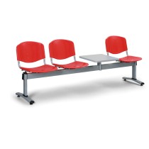 Plastová lavica do čakární VERONA, 3 miesta, so stolíkom, červená