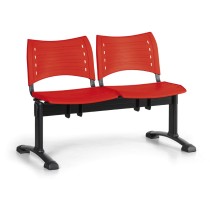 Plastová lavica do čakární VISIO, 2-sedadlo, červená, čierne nohy