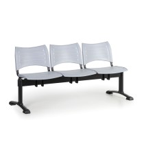 Plastová lavica do čakární VISIO, 3-sedadlo, sivá, čierne nohy