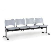 Plastová lavica do čakární VISIO, 4-sedadlo, sivá, chrómované nohy