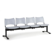 Plastová lavica do čakární VISIO, 4-sedadlo, sivá, čierne nohy