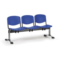 Plastová lavice do čakární ISO, 3-sedadlo, chrómované nohy