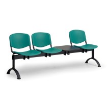 Plastová lavice do čakární ISO, 3-sedadlo + stolík, čierne nohy