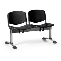 Plastová lavice do čekáren ISO, 2-sedák, chrom nohy