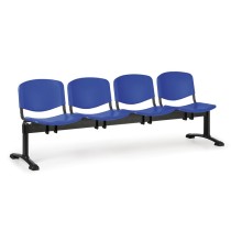 Plastová lavice do čekáren ISO, 4-sedák,  černé nohy