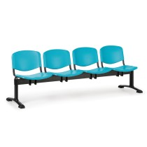 Plastová lavice do čekáren ISO, 4-sedák, zelená, černé nohy